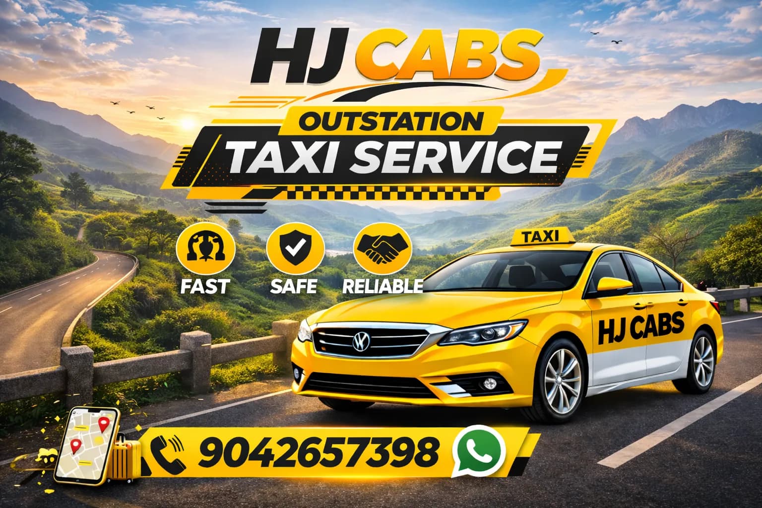 HJ Cabs taxi on a Nilgiris ghat road heading toward Ooty