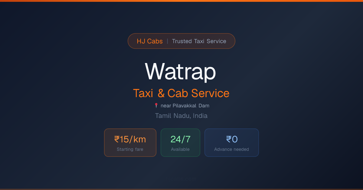 Watrap Taxi & Cab Service ₹15/km | 24/7 | HJ Cabs